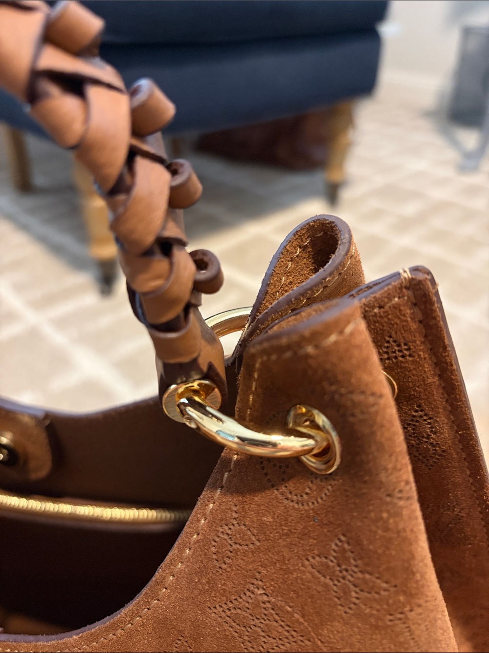 LV Caramel Color Suede Bag - Picture 10 of 15
